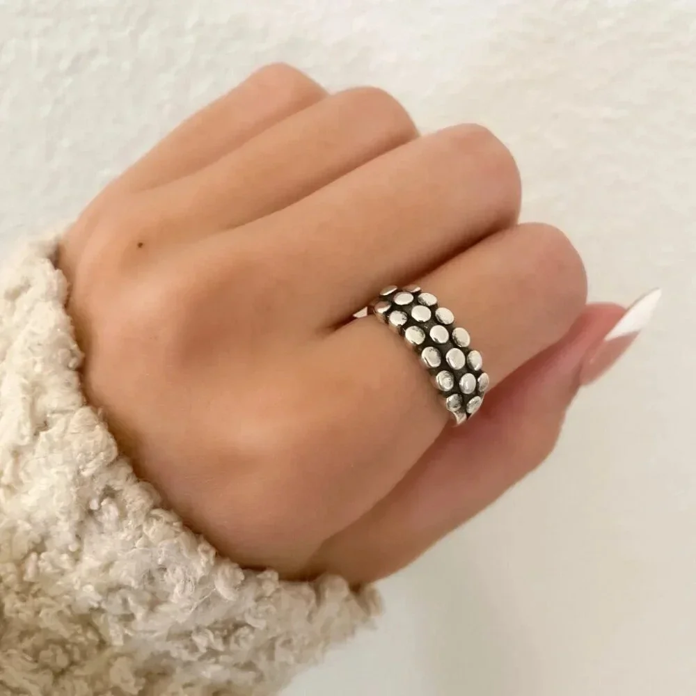 925 Sterling Silver Bead Ring Minimalist Ring Dainty Ring Stacakble Ring Band - Picture 3 of 9